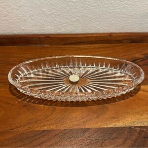 Vintage 24% Lead Cut Crystal Oval Dish, Tray